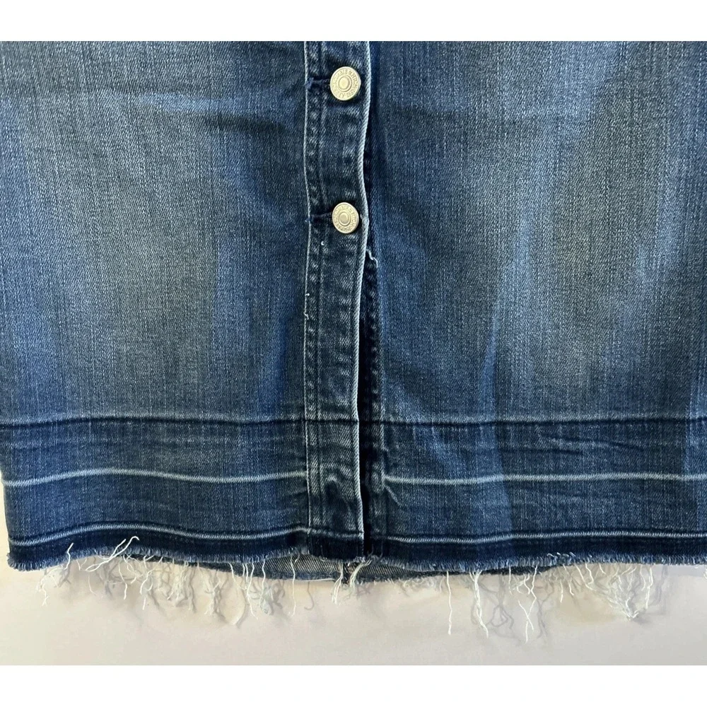 Abercrombie & Fitch Y2K Button Front Denim Skirt Women's Blue Soft Frayed Hem 29